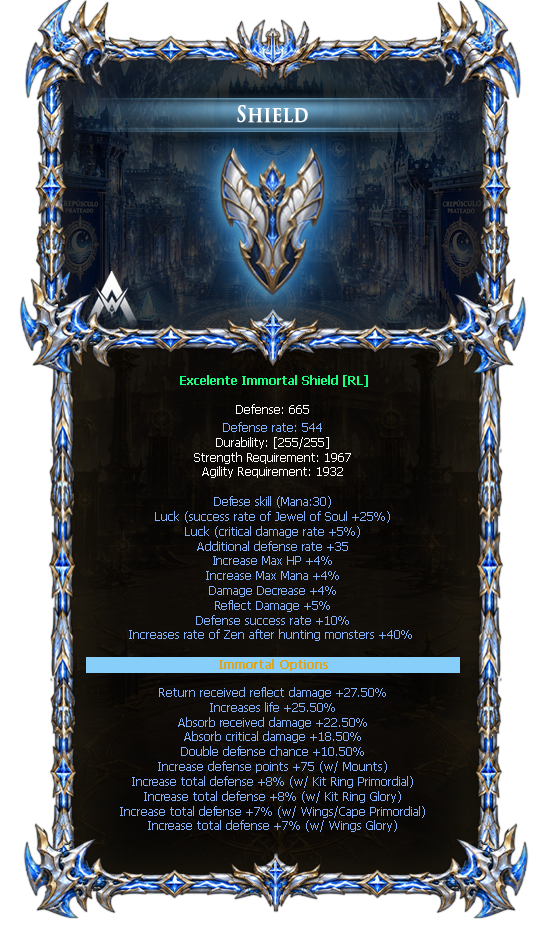 Options do Immortal Shield
