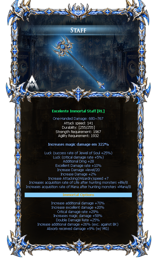 Options do Immortal Staff