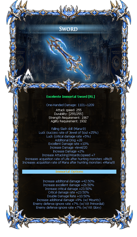 Options do Immortal Sword
