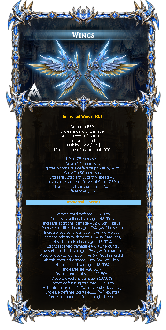 Options do Immortal Wings