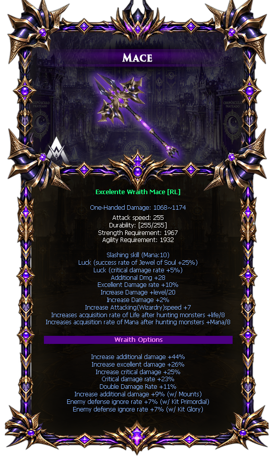 Options do Wraith Mace