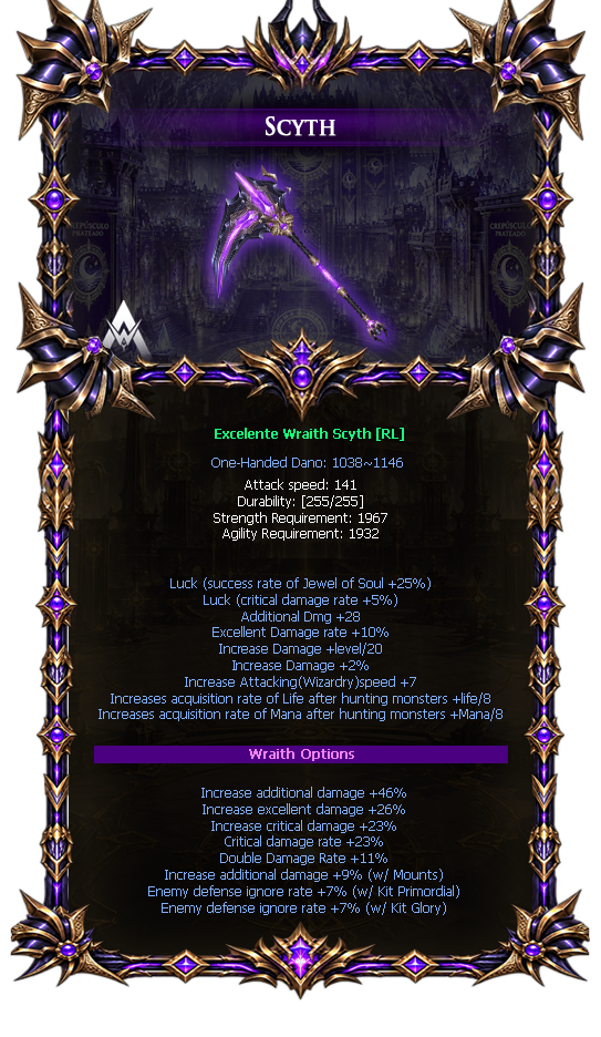 Options do Wraith Scyth