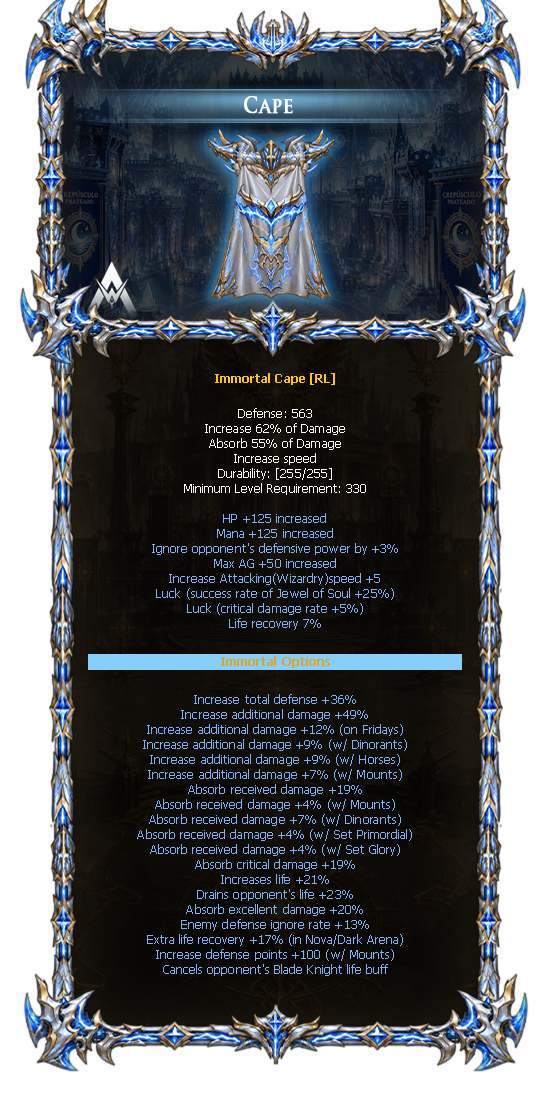 Options do Immortal Cape