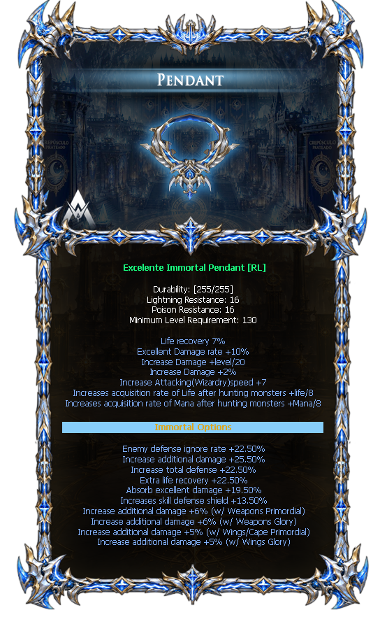Options do Immortal Pendant