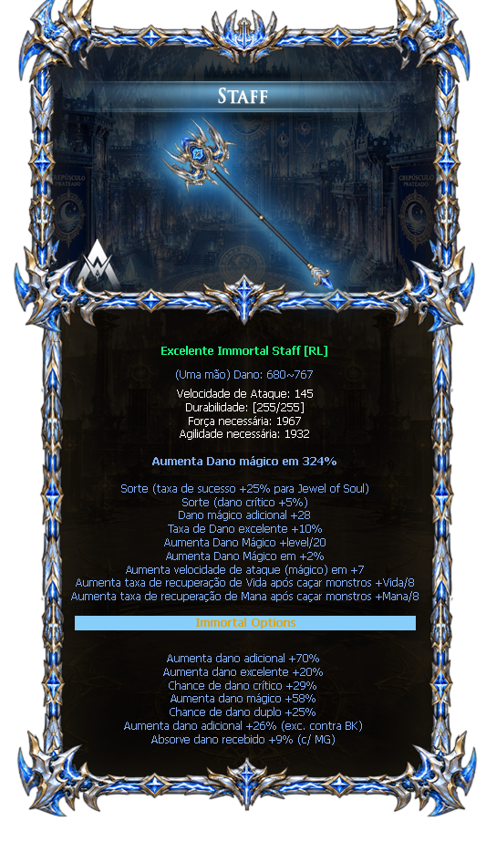 Options do Immortal Staff