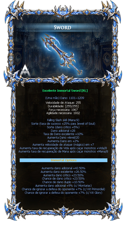 Options do Immortal Sword