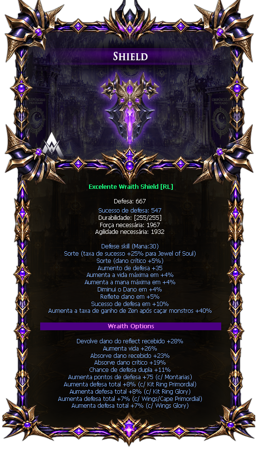 Options do Wraith Shield