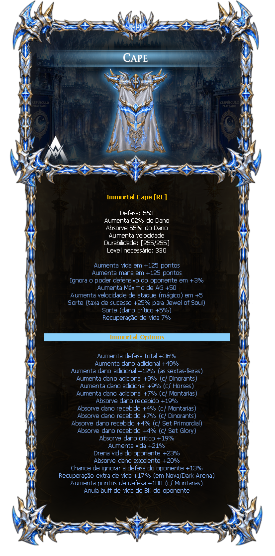 Options do Immortal Cape