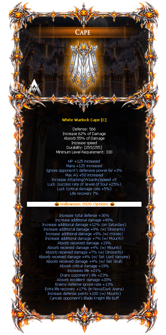 Options do White Warlock Cape