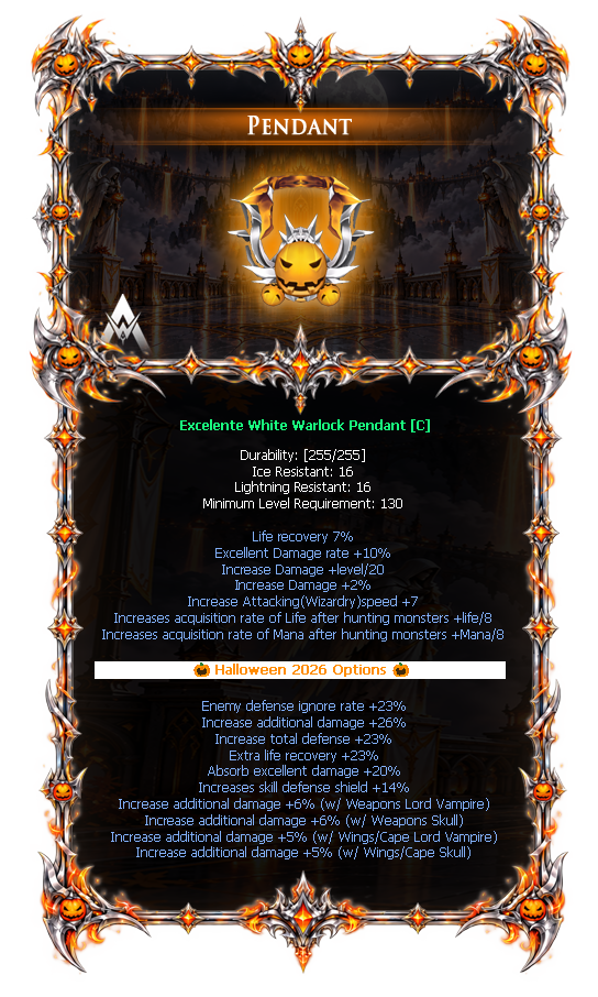 Options do White Warlock Pendant
