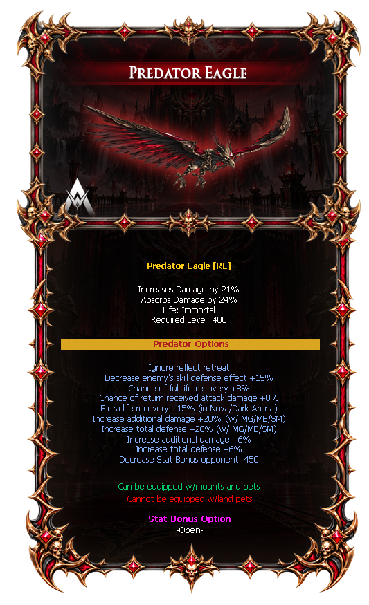 Options do Predator Eagle