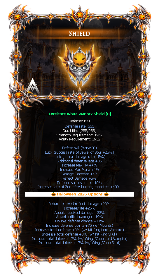Options do White Warlock Shield