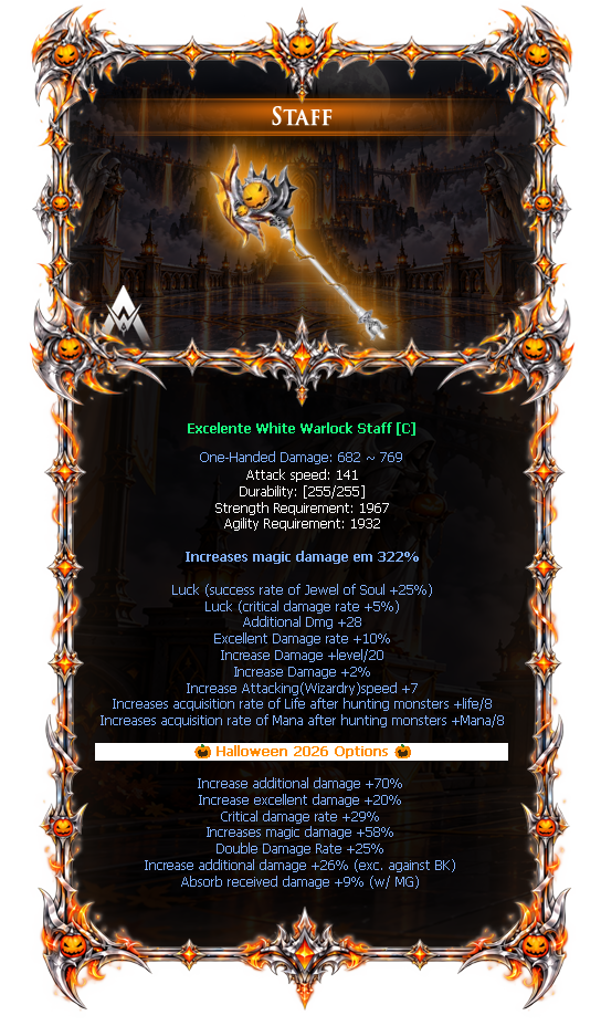 Options do White Warlock Staff