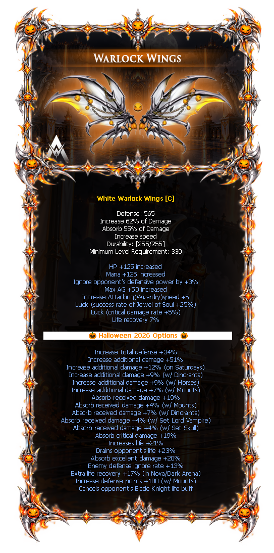 Options do White Warlock Wings