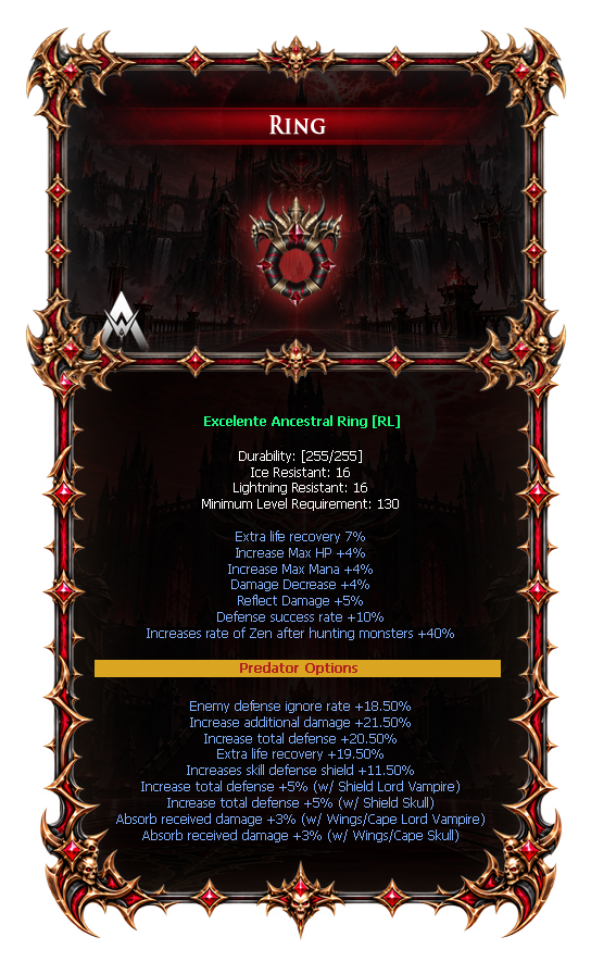 Options do Predator Ring