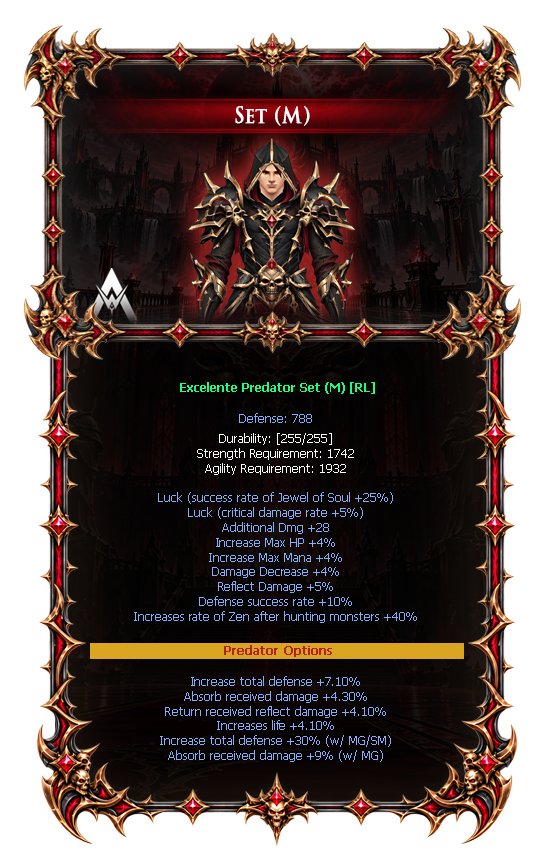 Options do Predator Set