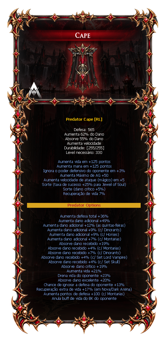 Options do Predator Cape