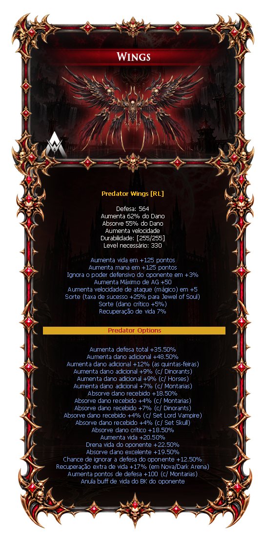 Options do Predator Wings