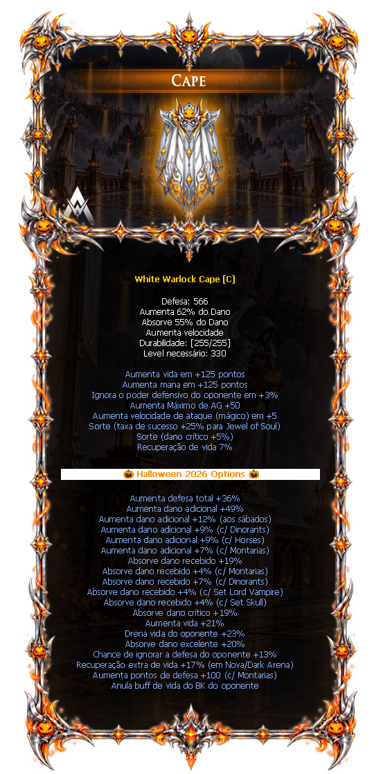 Options do White Warlock Cape