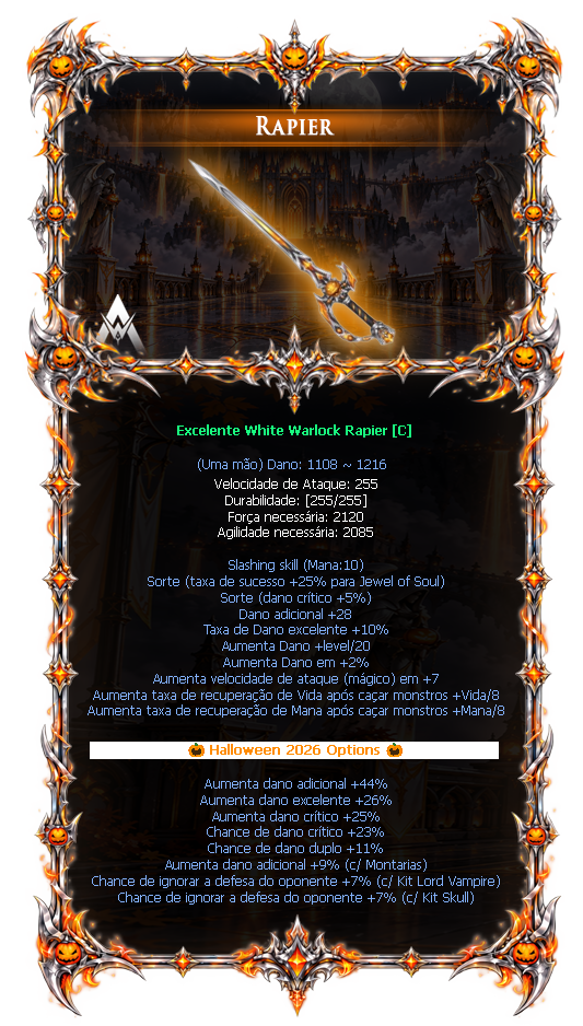 Options do White Warlock Rapier