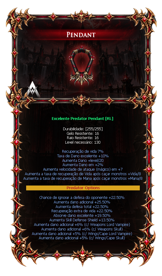 Options do Predator Pendant