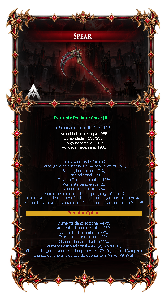 Options do Predator Spear